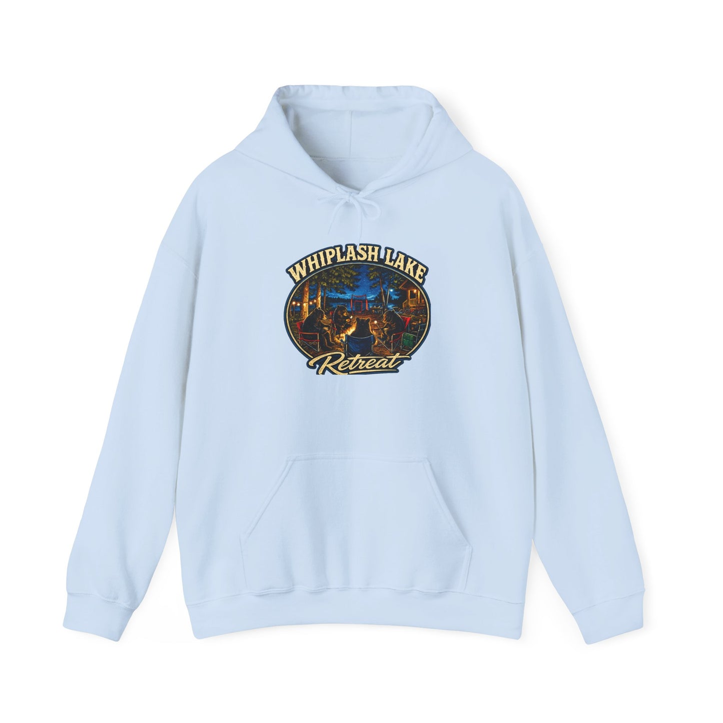 Whiplash Lake Retreat Hoodie — Vintage Cabin Lake Camp Pullover