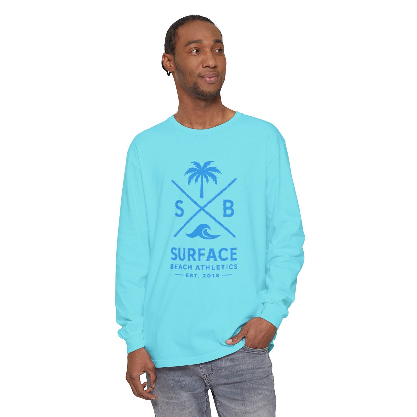 Surface Beach Athletics Long Sleeve Tee — Palm & Wave Graphic Shirt