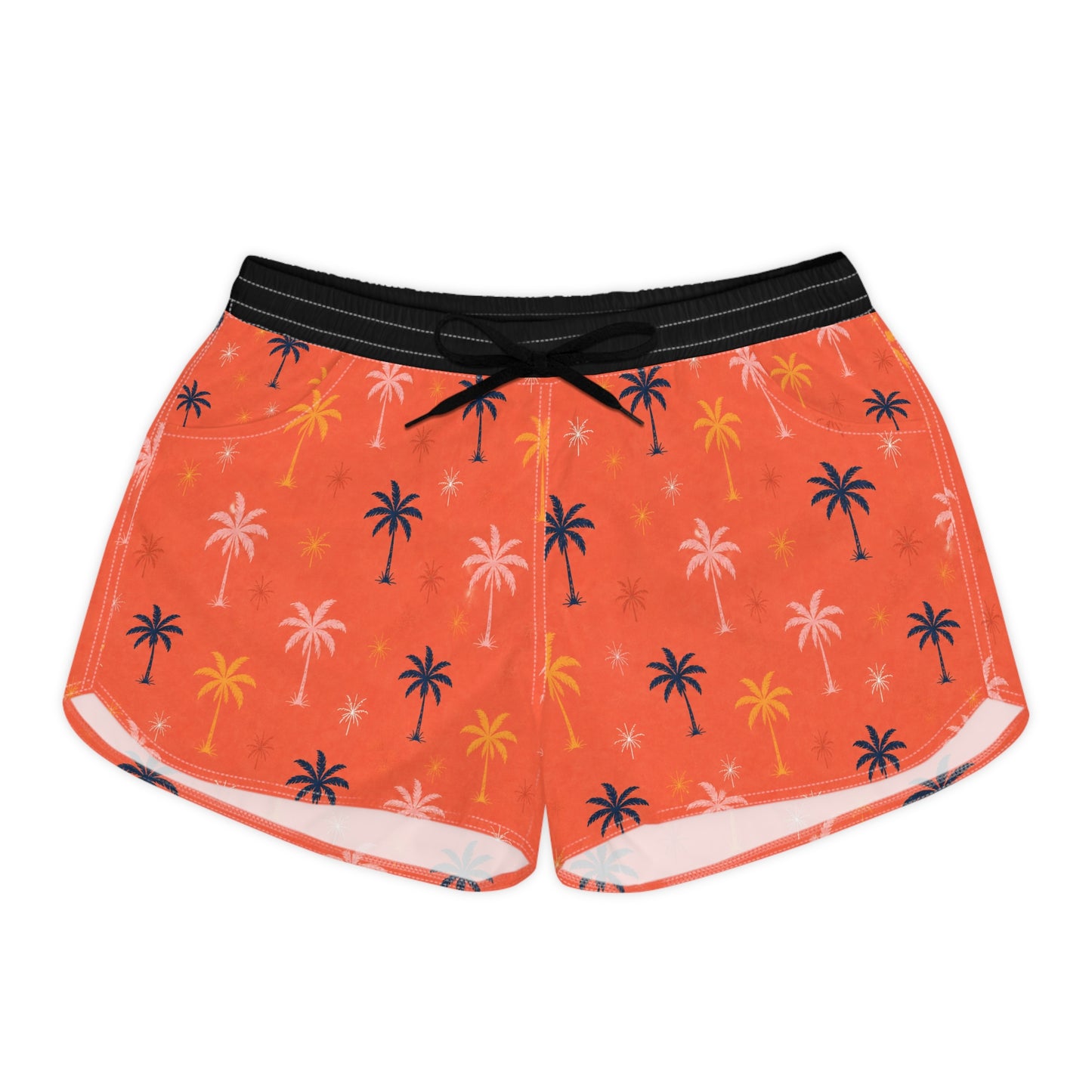 Palm Print Beach Shorts — Women's Casual Summer Lounge Shorts