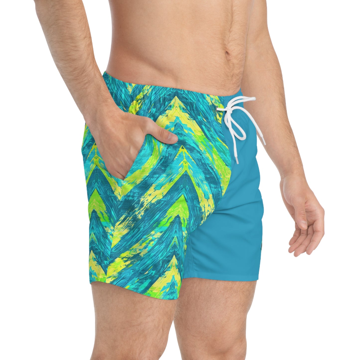 Chevron Icon Color Block Surface Beach Volleyball Club Modern Swim Trunks