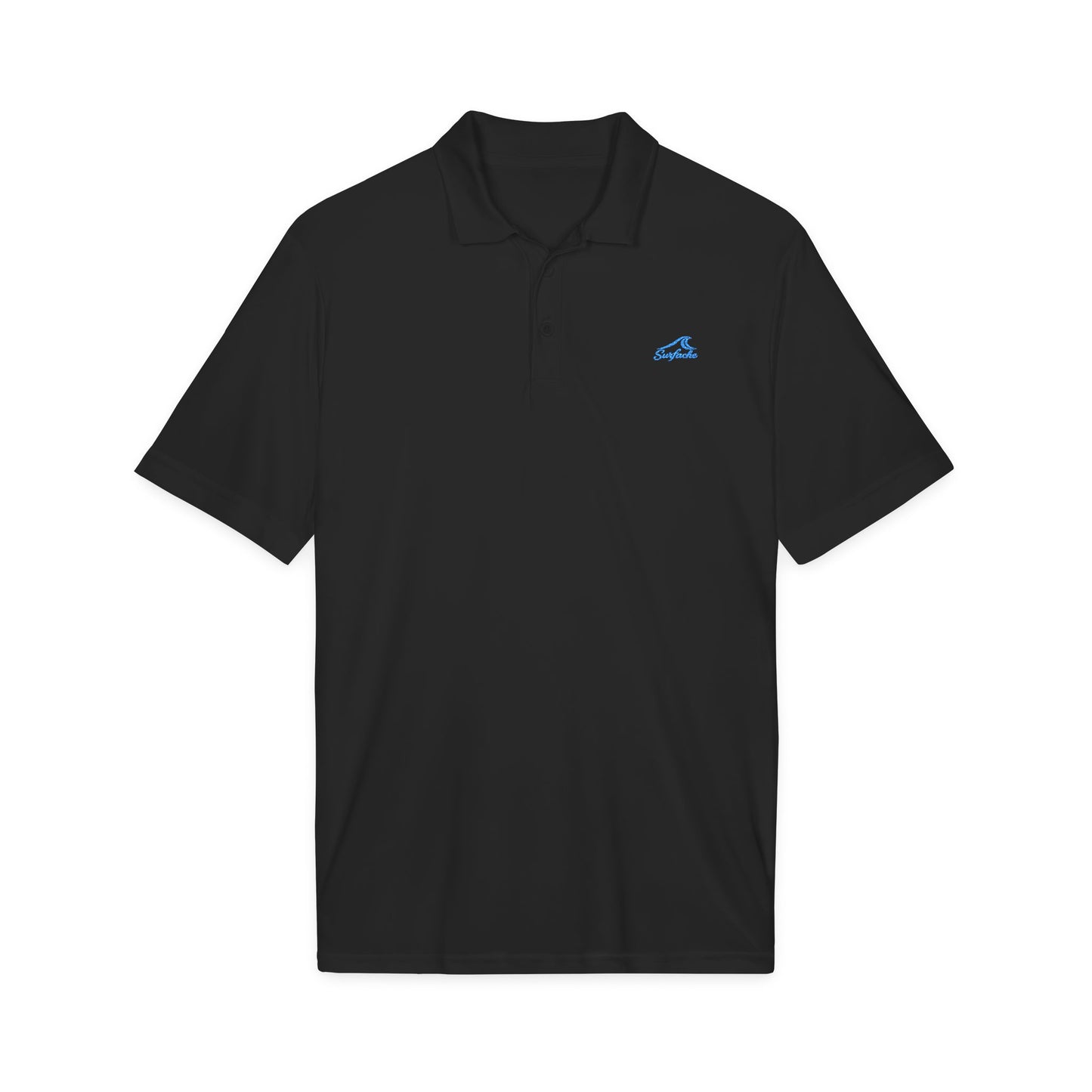 Surfache Men's Performance Polo with Blue Wave Logo — Sporty Golf Shirt