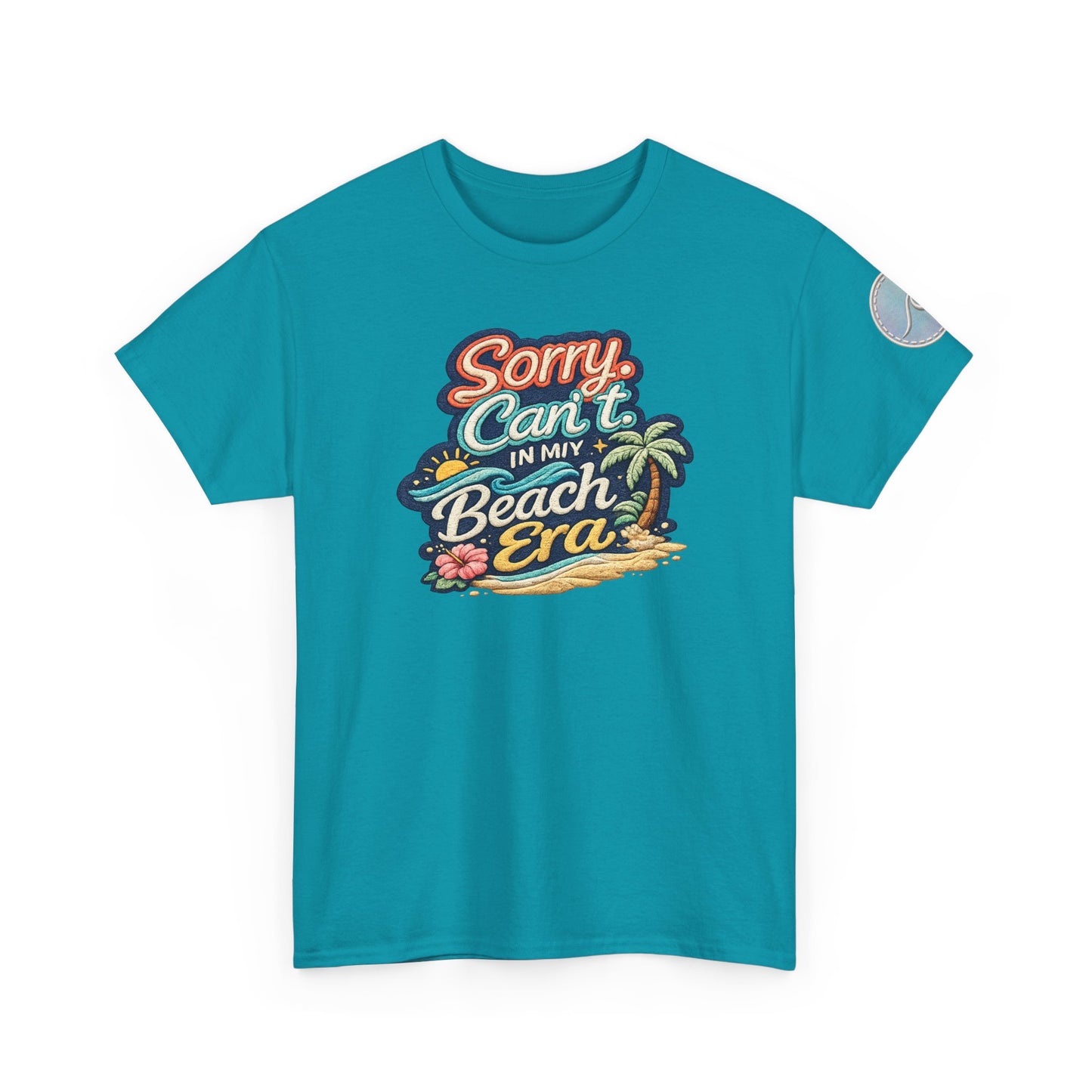 Sorry Can't, In My Beach Era — Retro Tropical Palm Beach Vacation T‑Shirt