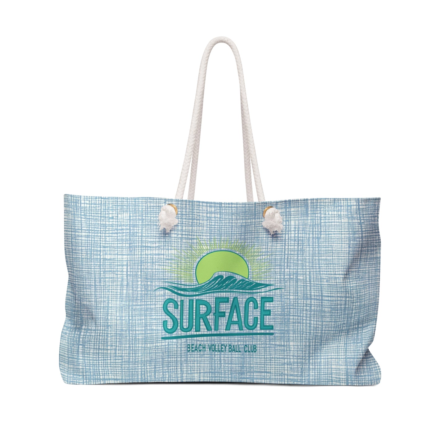 Surface Beach Weekender Bag – Large Nautical Travel Tote with Sun & Waves Design