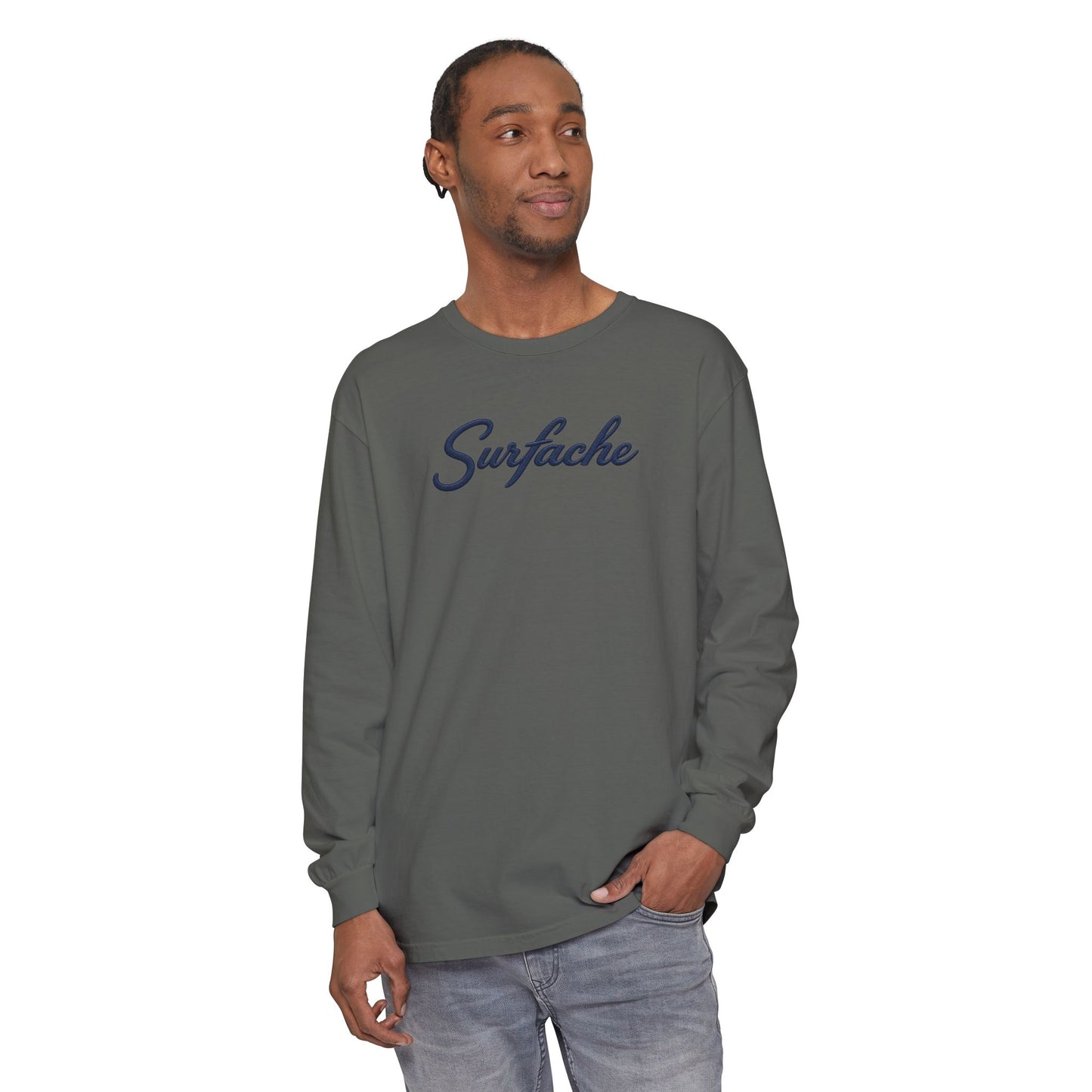 Surfache Long Sleeve T-Shirt — Script Logo Front & Wave Patch Back