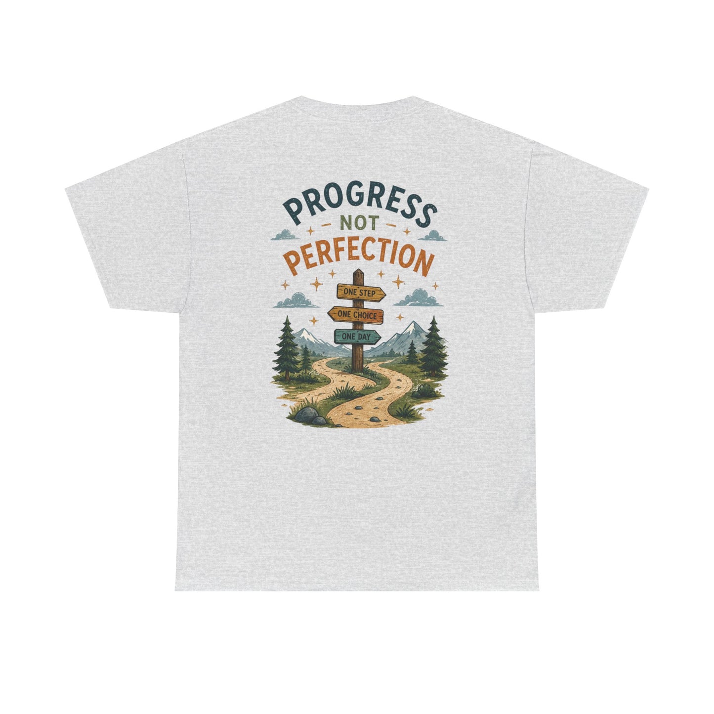 Progress Not Perfection Graphic Tee — Motivational Hiking Signback T‑Shirt