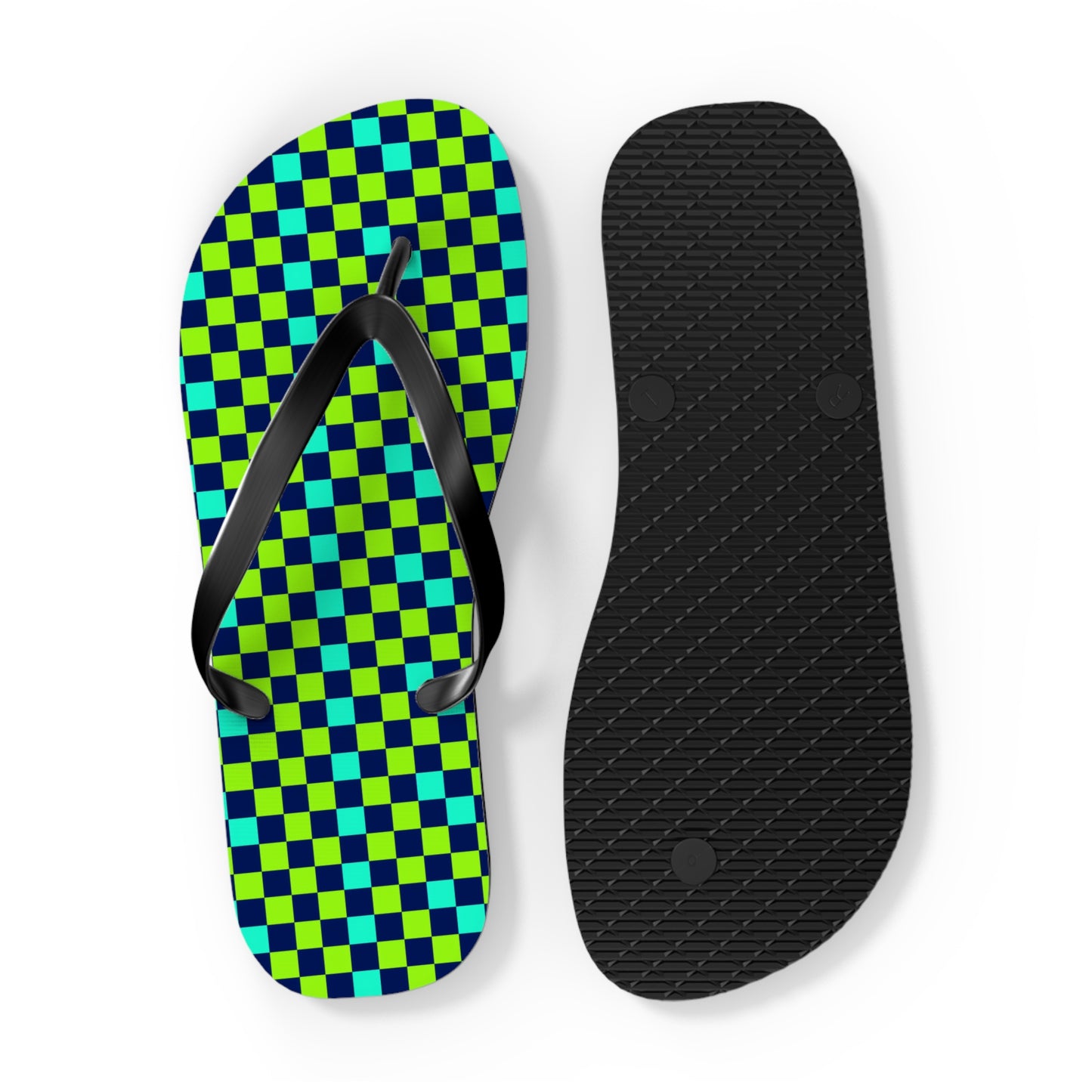 Checkerboard Surface Beach Volleyball Club Designer Flip Flops