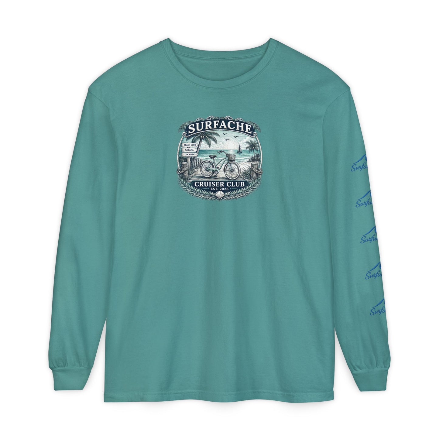 Surfache Cruiser Club Long Sleeve T-Shirt — Bike & Beach Graphic