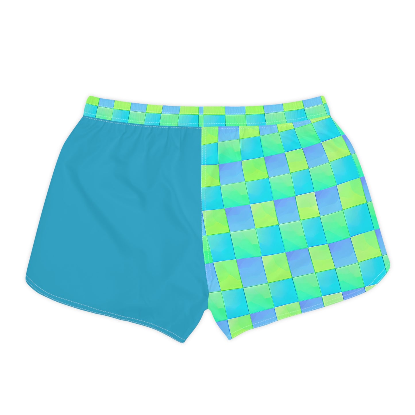 Checkered Icon Color Block Surface Beach Volleyball Club Cover Up Women's Casual Shorts (AOP)