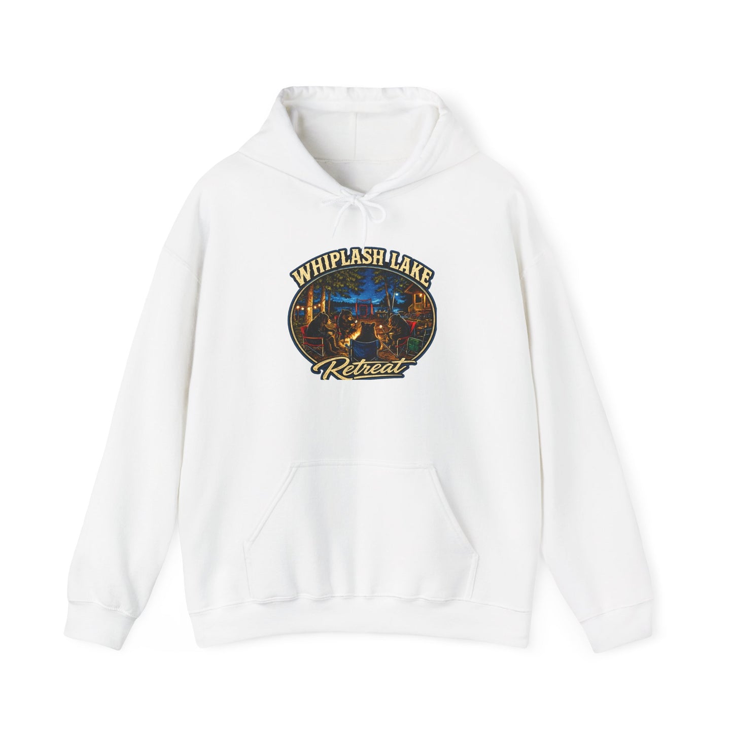 Whiplash Lake Retreat Hoodie — Vintage Cabin Lake Camp Pullover