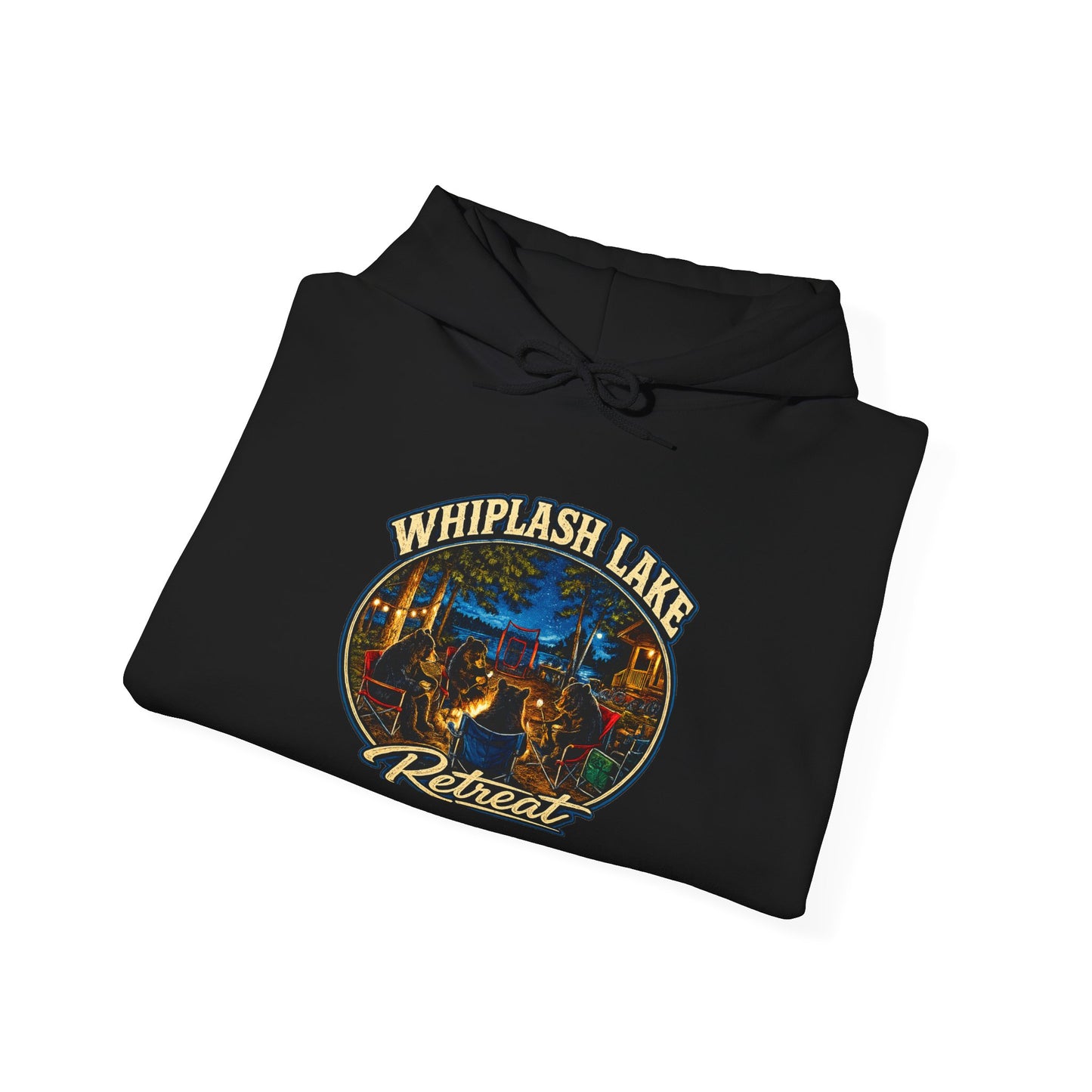 Whiplash Lake Retreat Hoodie — Vintage Cabin Lake Camp Pullover
