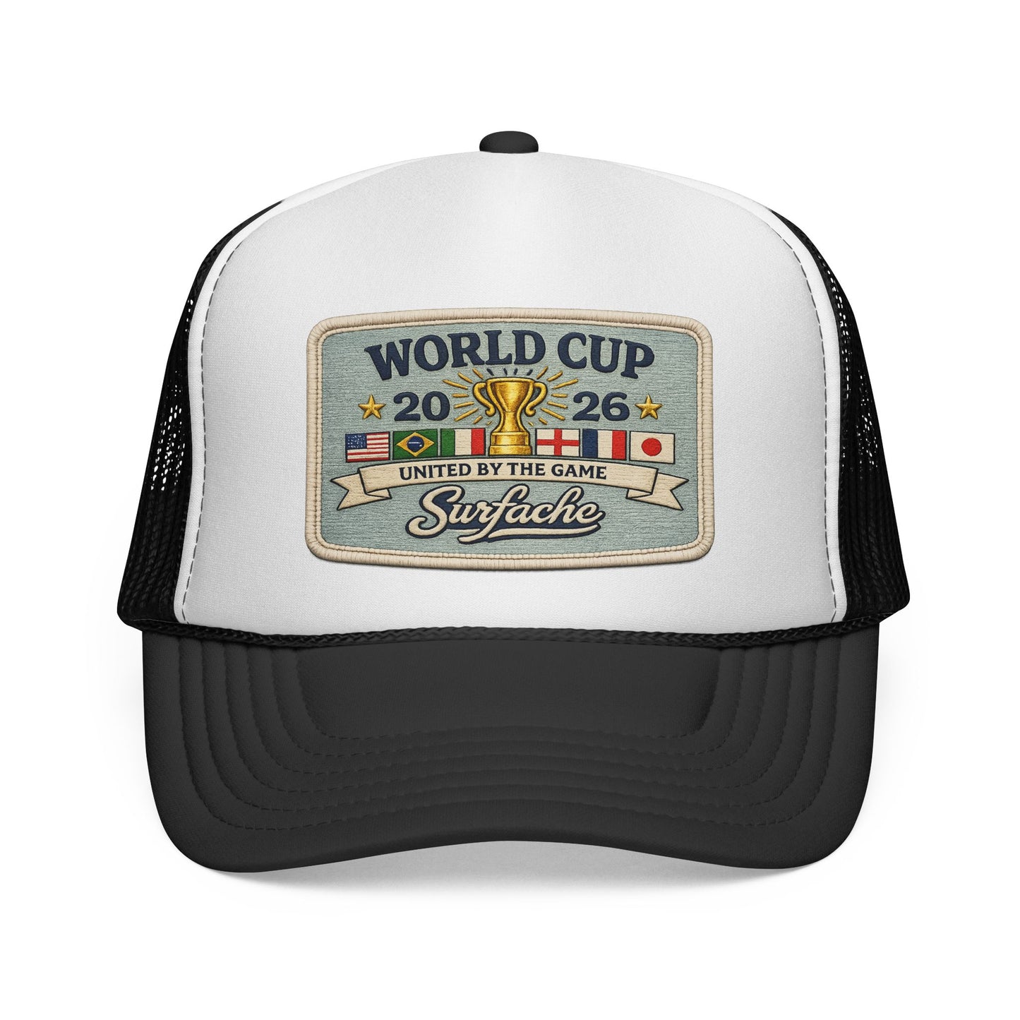 Surfache World Cup 2026 Trucker Hat — Retro Soccer Patch Cap