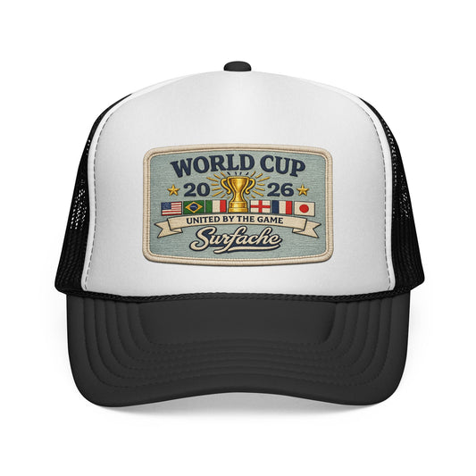 Surfache World Cup 2026 Trucker Hat — Retro Soccer Patch Cap