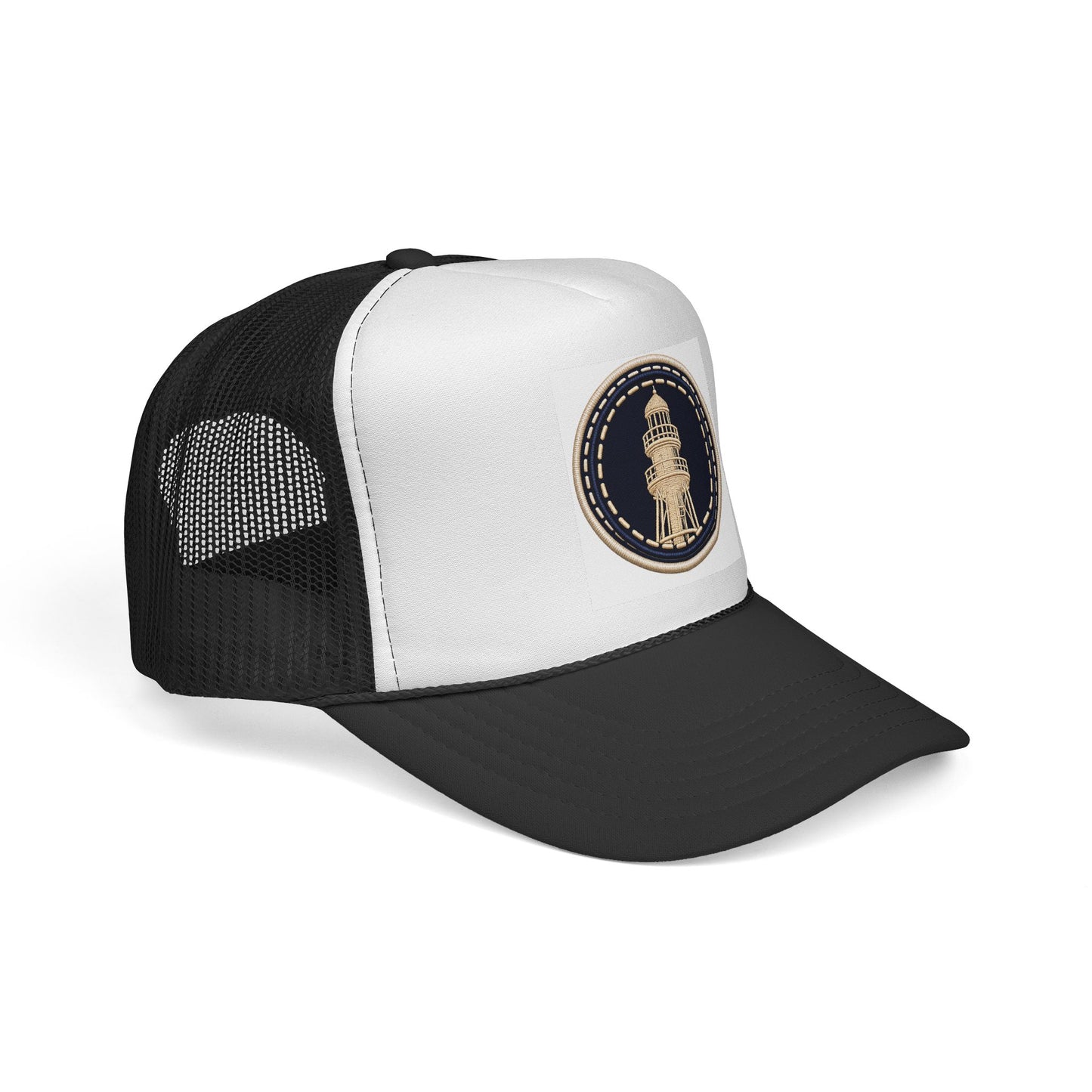 Surfache Lighthouse Patch Trucker Cap — Vintage Nautical Mesh Hat