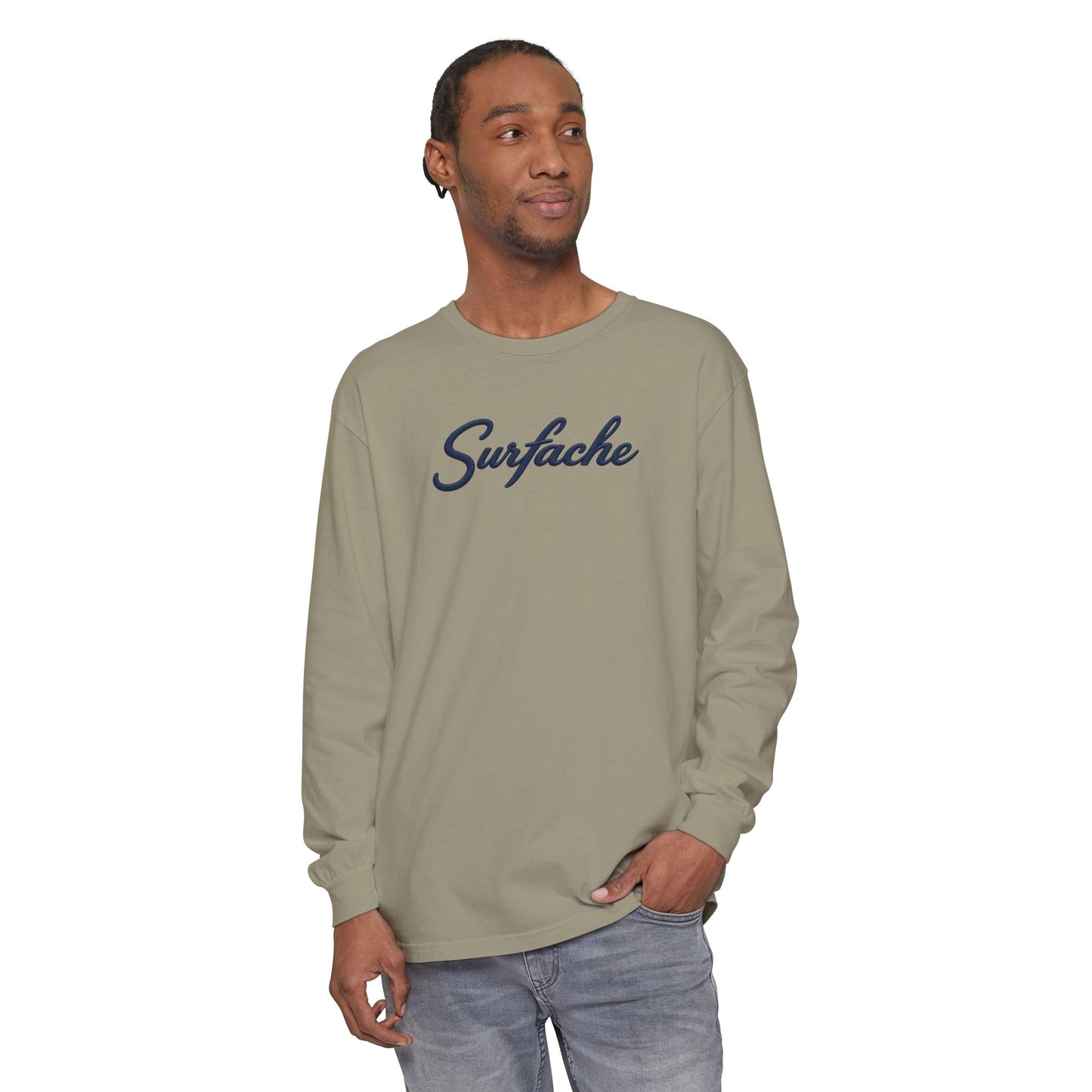 Surfache Long Sleeve T-Shirt — Script Logo Front & Wave Patch Back
