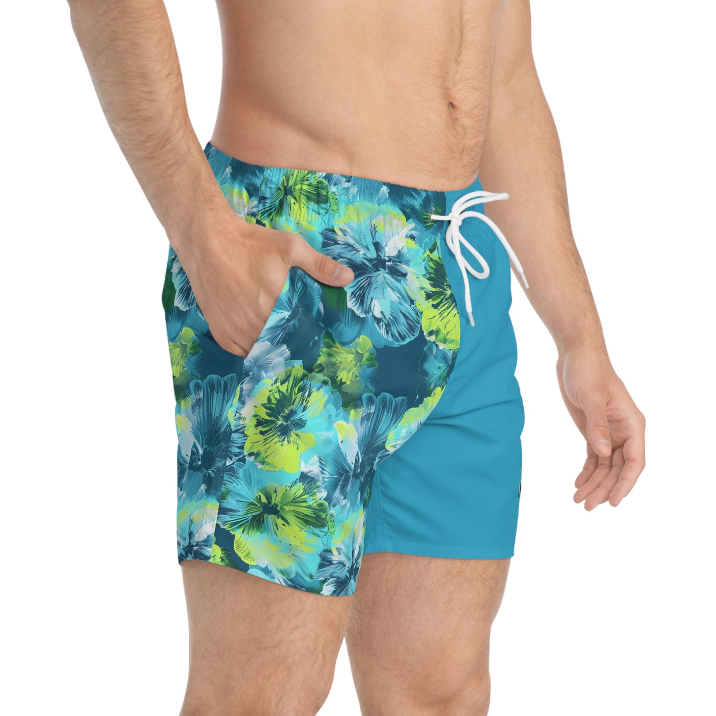 Hibiscus Icon Color Block Surface Beach Volleyball Club Modern Swim Trunks