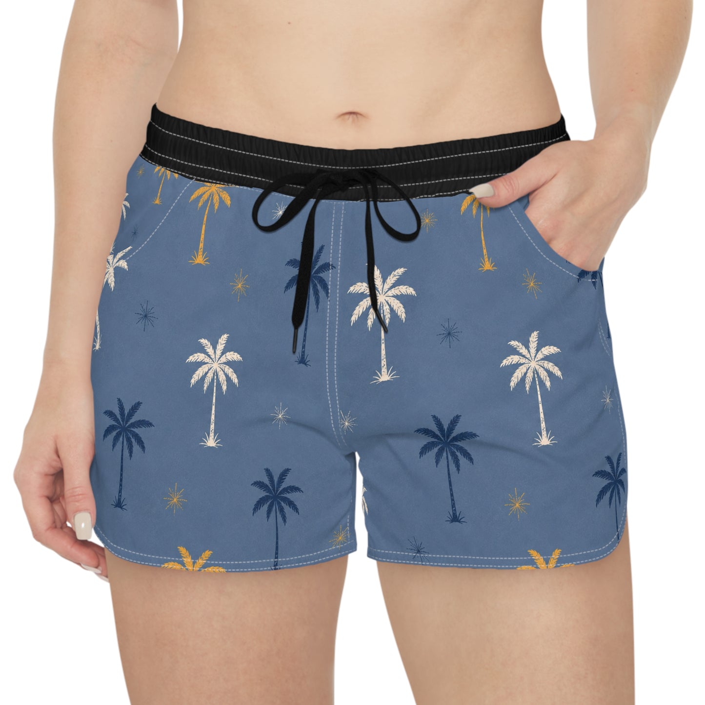 Palm Print Lounge Shorts — Women's Tropical Casual AOP