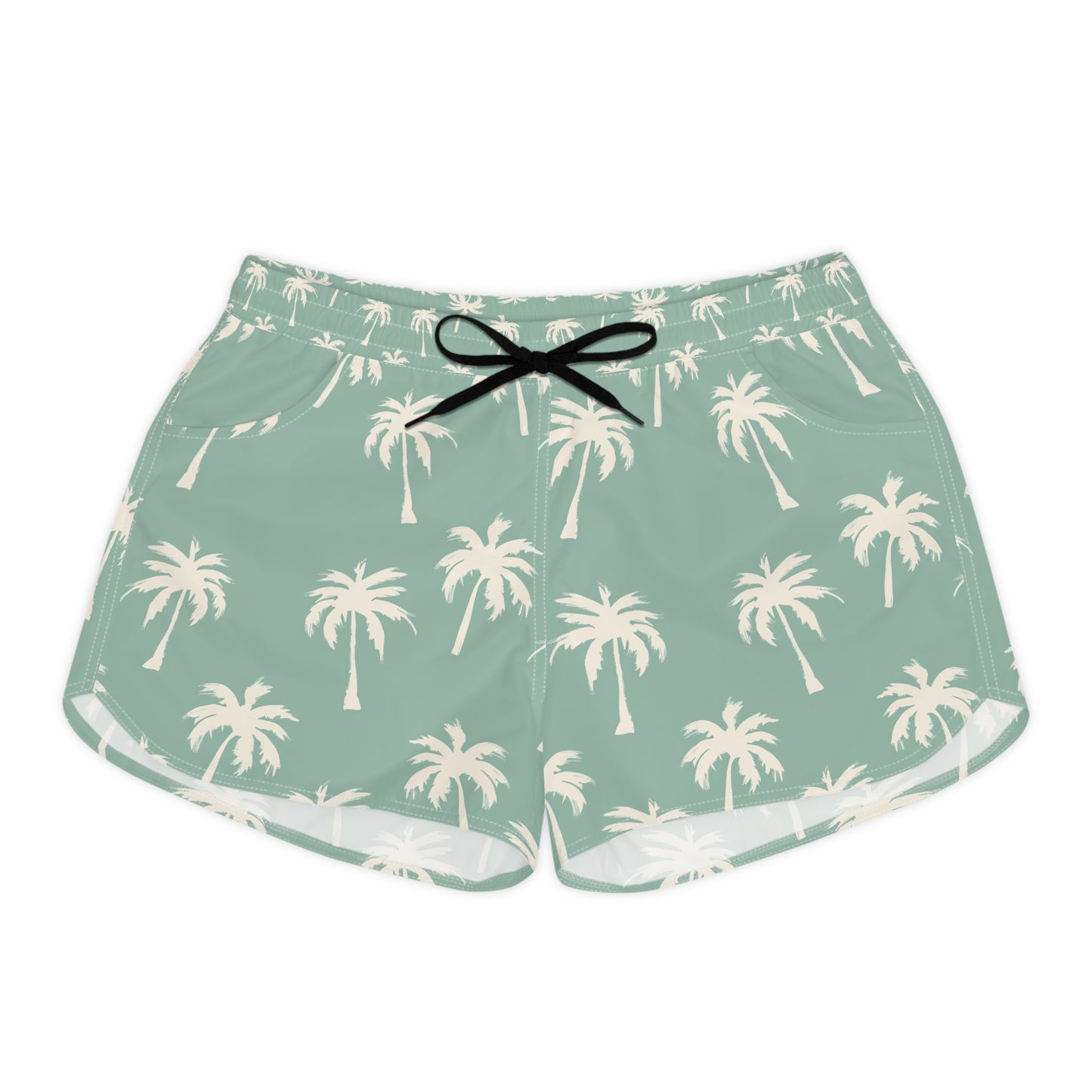Palm Print Lounge Shorts — Tropical Women’s Casual Beach Shorts