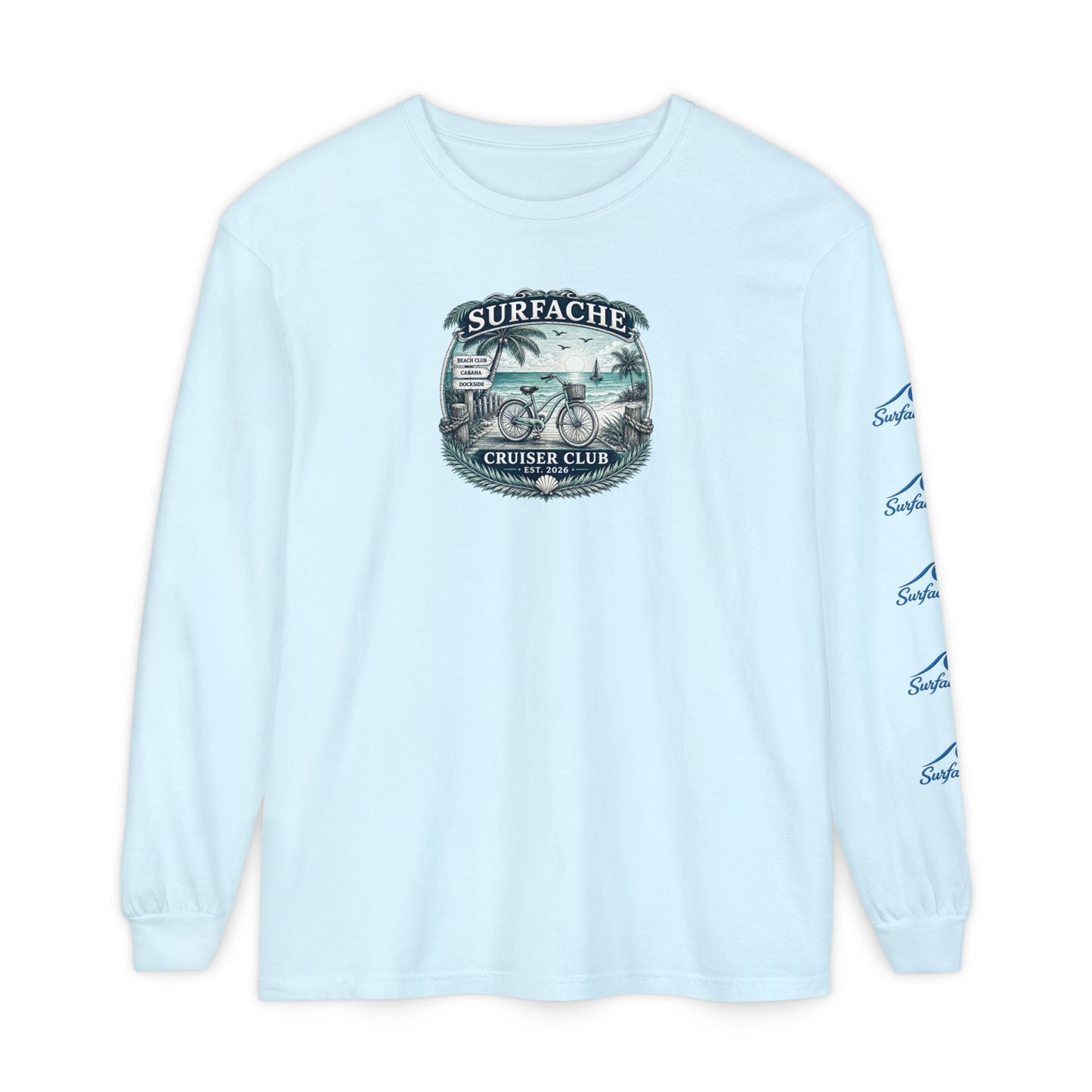 Surfache Cruiser Club Long Sleeve T-Shirt — Bike & Beach Graphic
