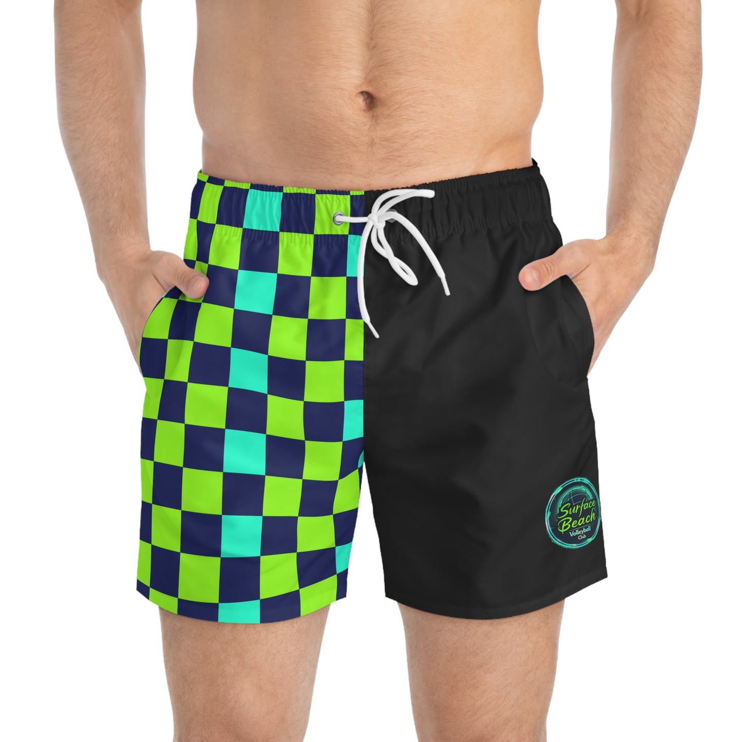 Checkered Icon Surface Beach Volleyball Club Modern Swim Trunks