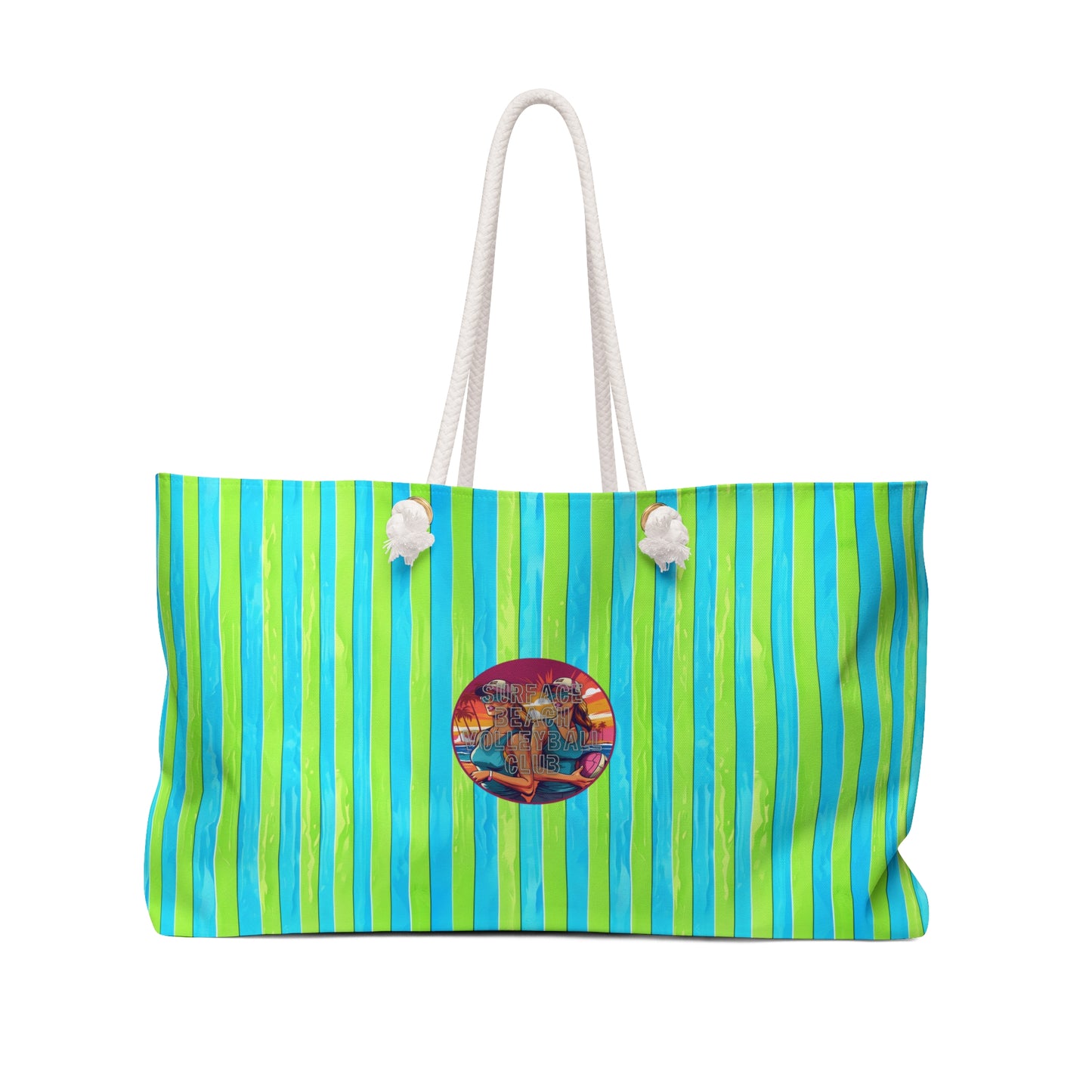 Surface Beach Volleyball Club Weekender Bag - Striped Bright Fashionable Travel Tote