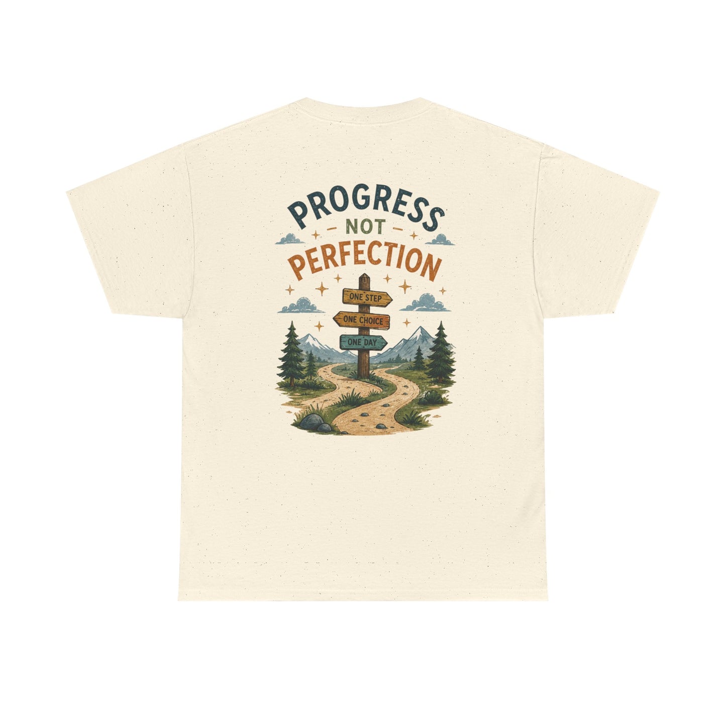 Progress Not Perfection Graphic Tee — Motivational Hiking Signback T‑Shirt