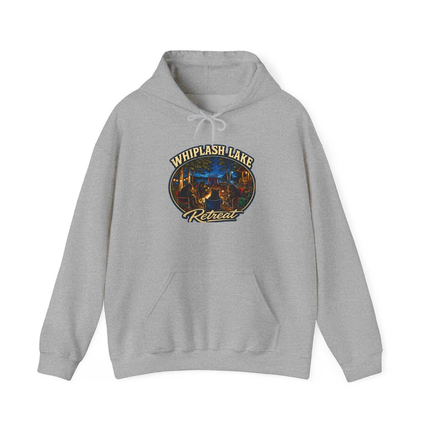 Whiplash Lake Retreat Hoodie — Vintage Cabin Lake Camp Pullover