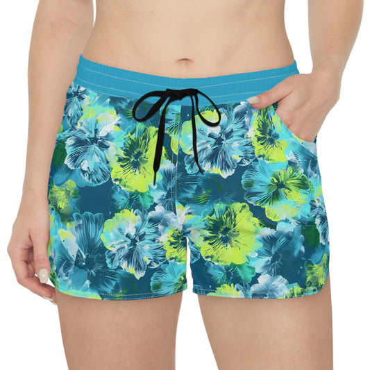 Hibiscus Surface Beach Volleyball Club Cover Up Women's Casual Shorts (AOP)