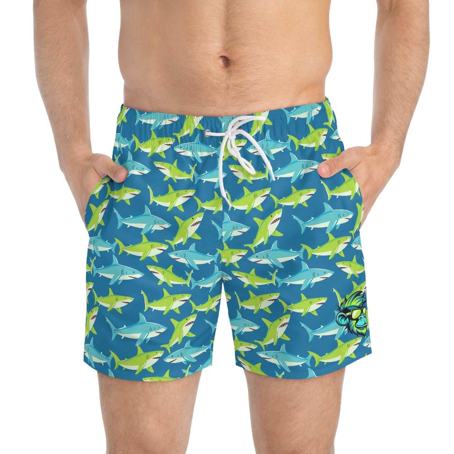 Sharky Mascot Surface Beach Volleyball Club Modern Swim Trunks