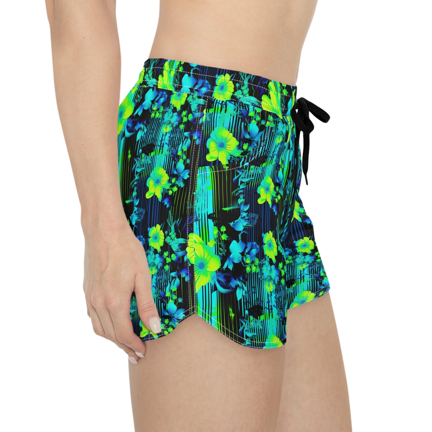 Surface Beach Volleyball Club Floral Striped Logo Cover Up Women's Casual Shorts (AOP)