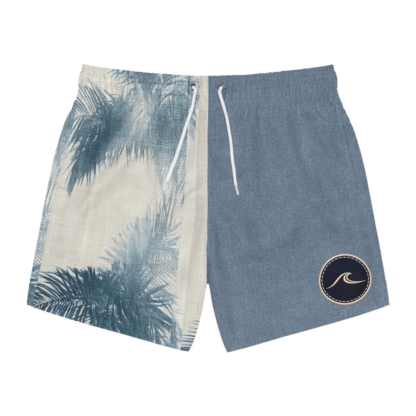 Surfache Men's Palm Split-Panel Swim Trunks — Vintage Navy Beach Shorts