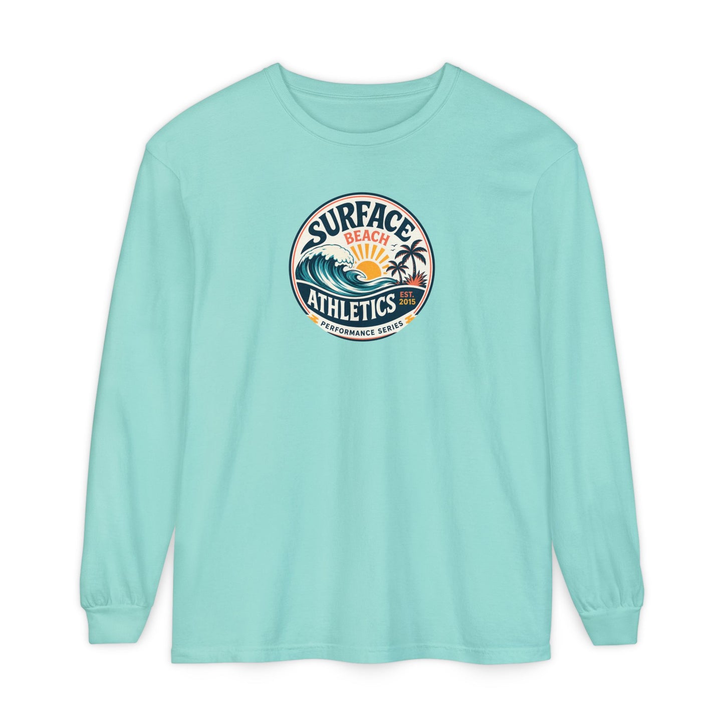 Surface Beach Athletics Long Sleeve Tee — Surf Waves Sunset Graphic
