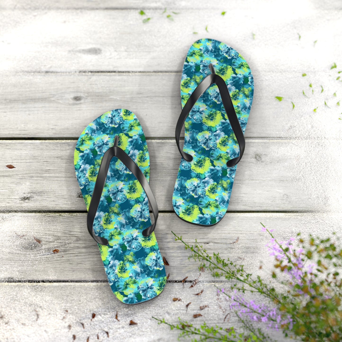 Floral Surface Beach Volleyball Club Designer Flip Flops