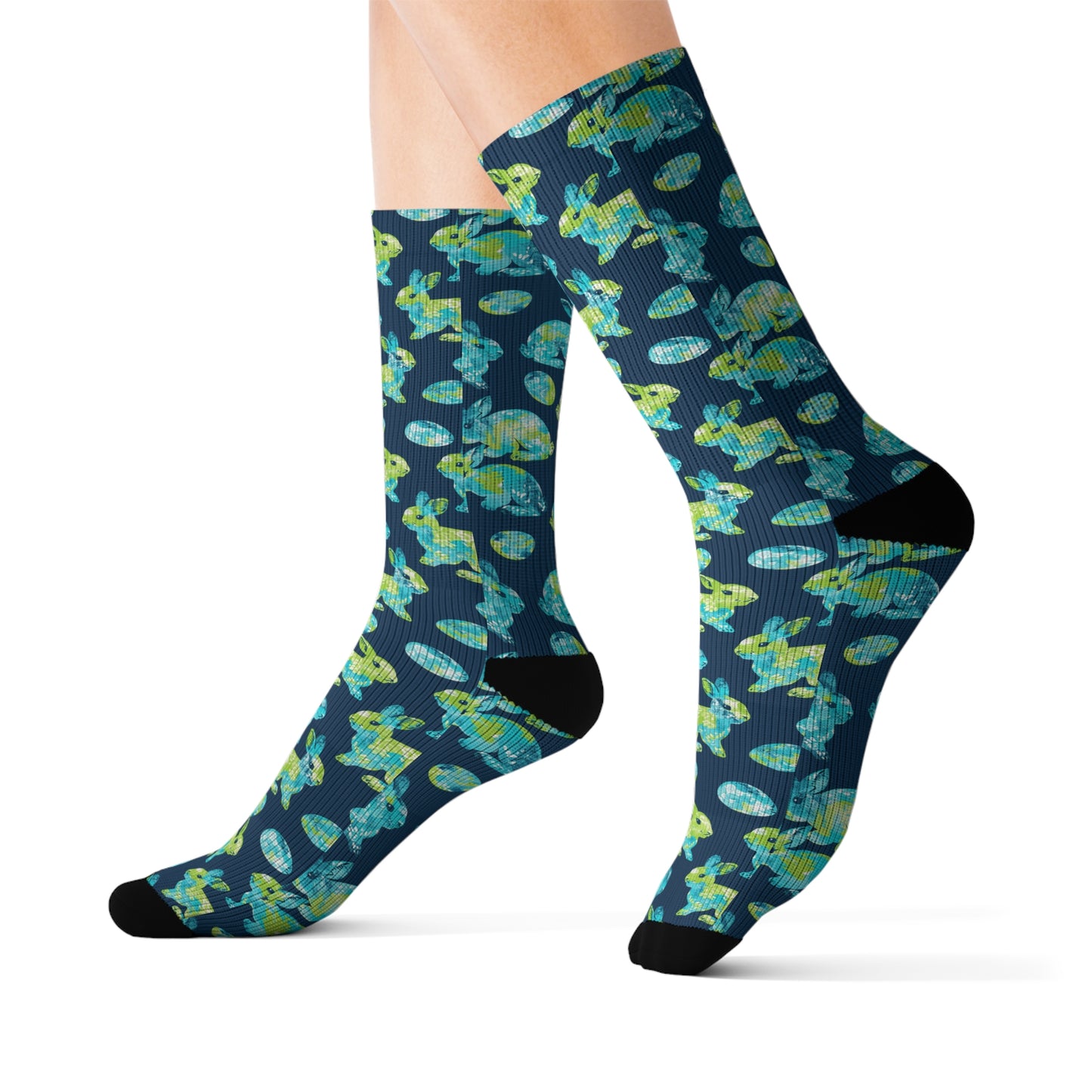 Easter Collection Breatheable Moisture Wicking Performance Printed Fashion Sublimation Socks