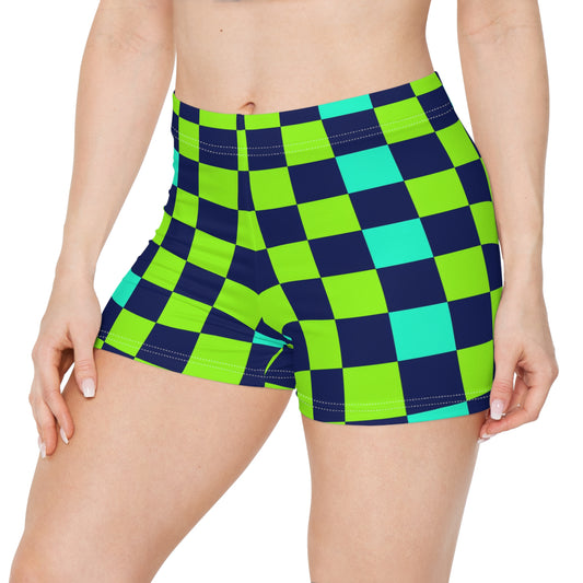 Checkered Surface Beach Volleyball Club Women's Spandex Volleys (AOP)