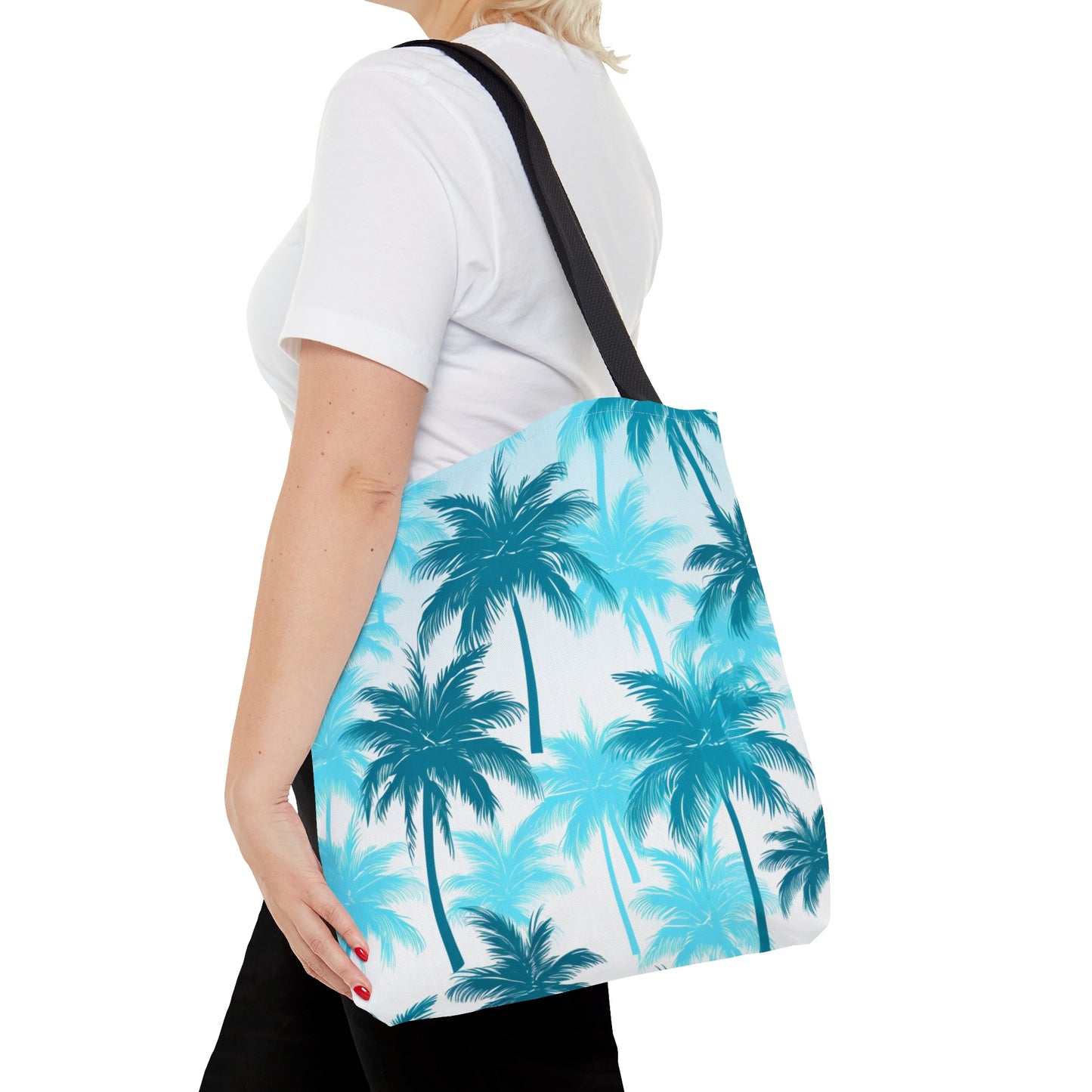 Cyan Palm Tree Travel Tote Bag