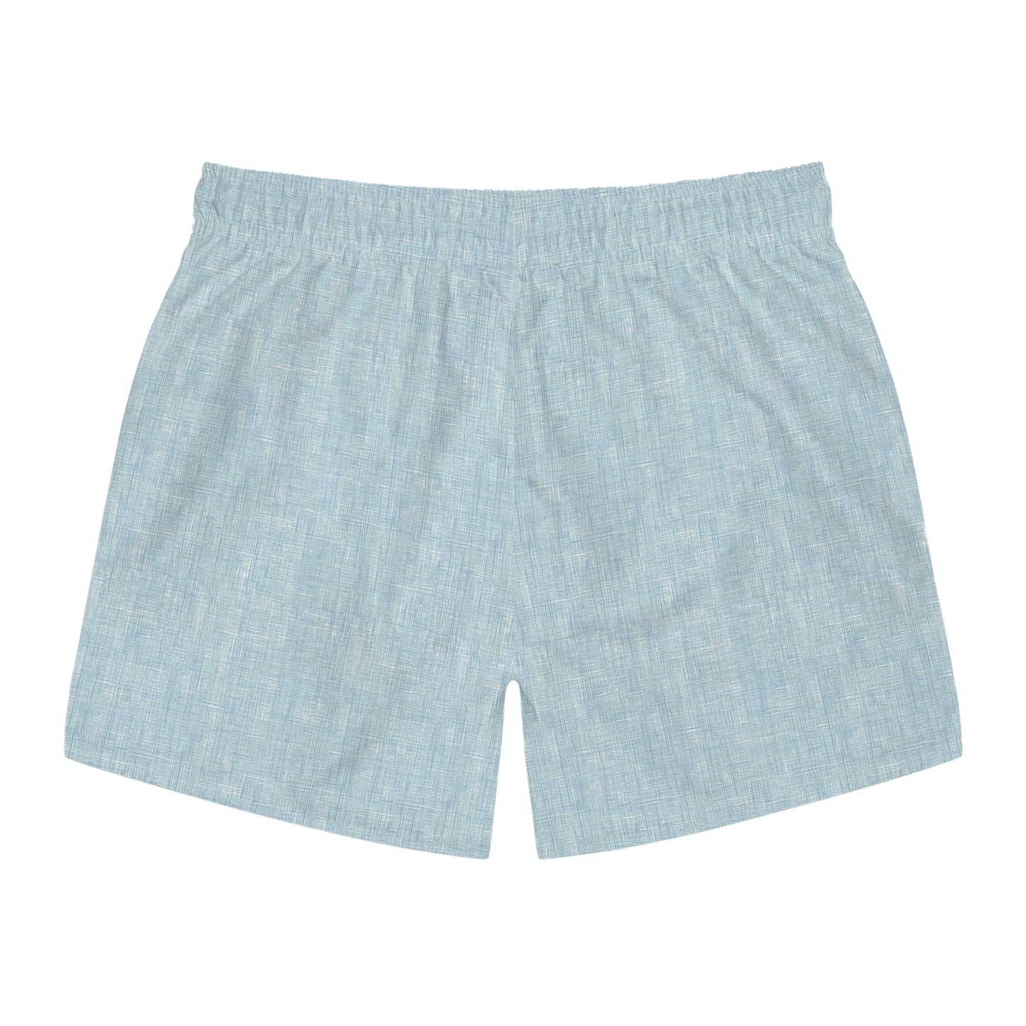 Light Blue Linen Swim Trunks with Tropical Monkey Patch — Men's Beach Shorts