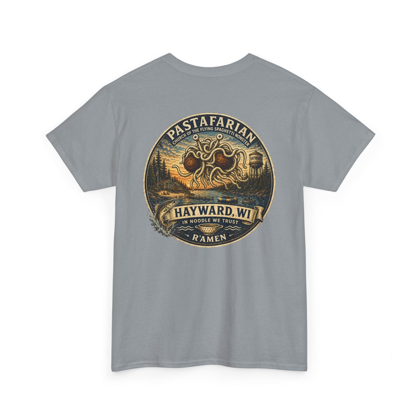 Whiplash Pastafarian T-Shirt — Vintage Hayward, WI Ramen Graphic Tee