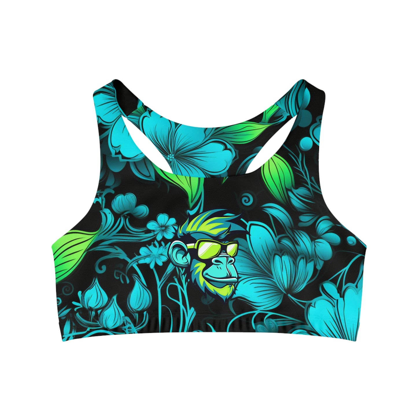 Mascot Surface Beach Volleyball Club Floral Logo Seamless Sports Bra (AOP)