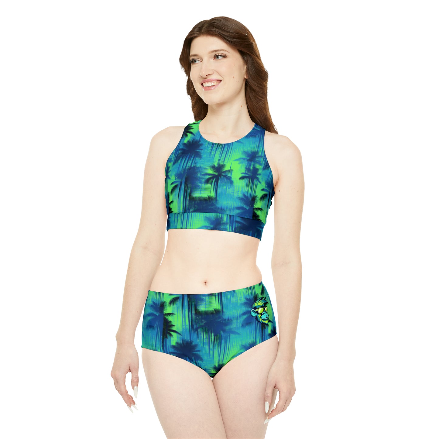 Mascot Surface Beach Volleyball Club Neon Palm Sporty Bikini Set