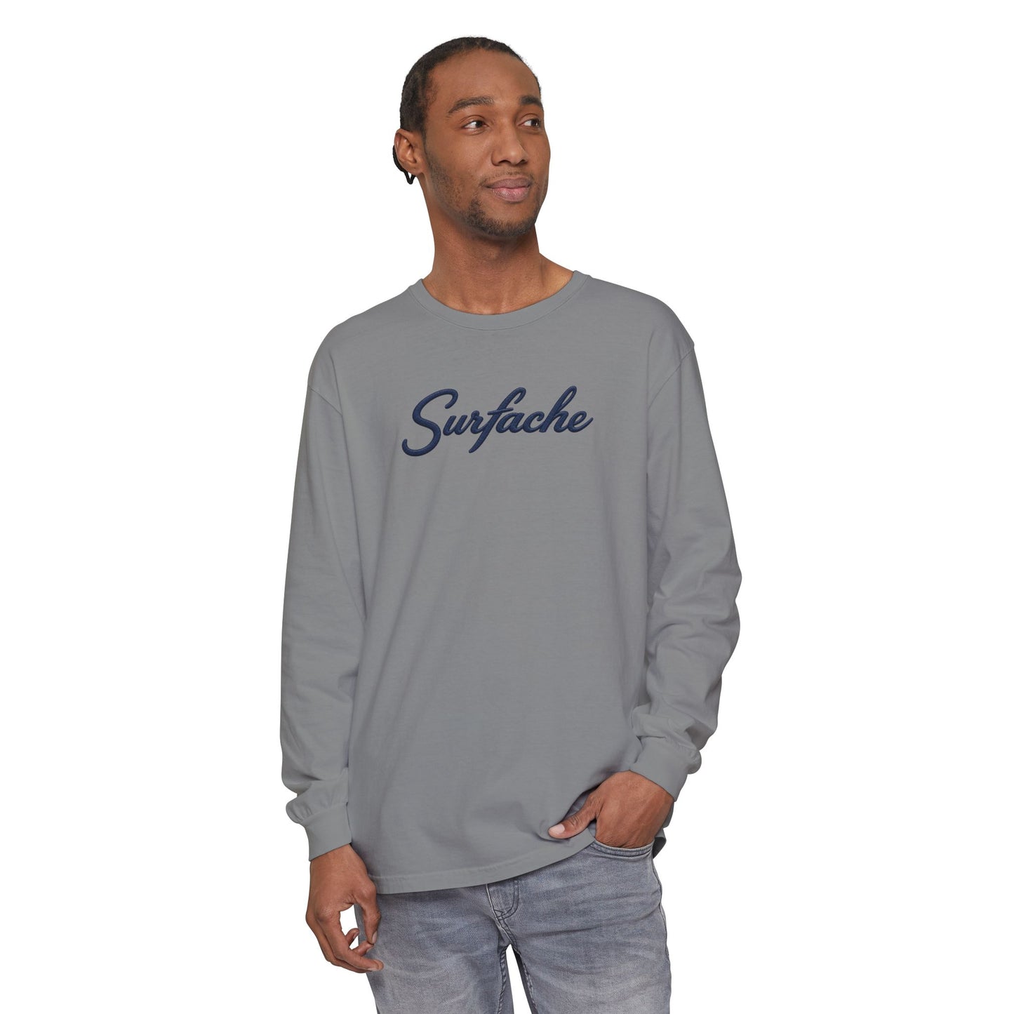 Surfache Long Sleeve T-Shirt — Script Logo Front & Wave Patch Back