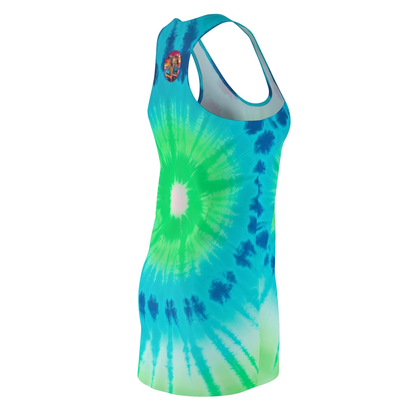 Surface Beach Volleyball Club Tie Dye Designer Women's Cut & Sew Racerback Cover Up Dress Louis IV Collection