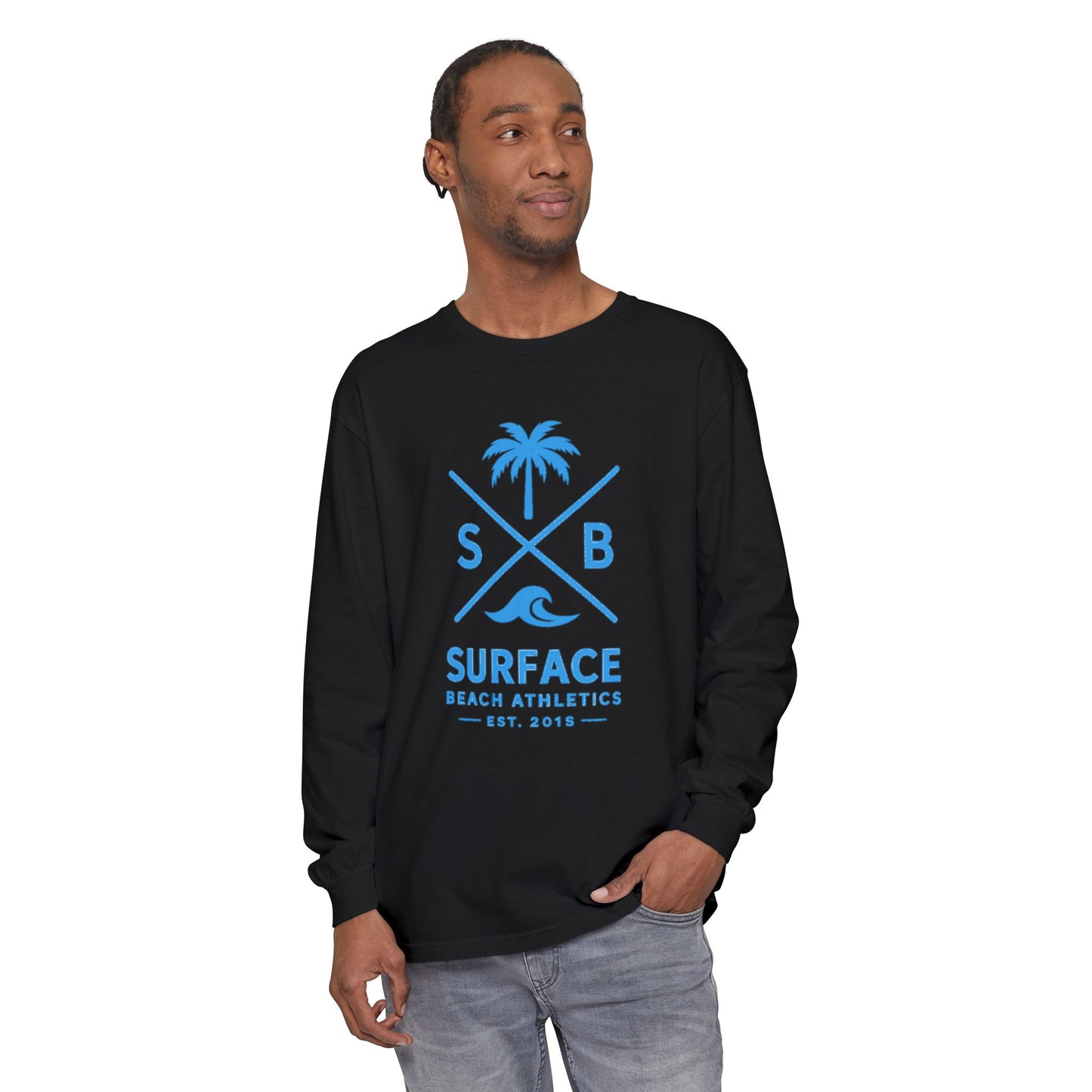 Surface Beach Athletics Long Sleeve Tee — Palm & Wave Graphic Shirt