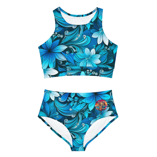 Surface Beach Volleyball Club Floral Logo Designer Sporty Bikini Set