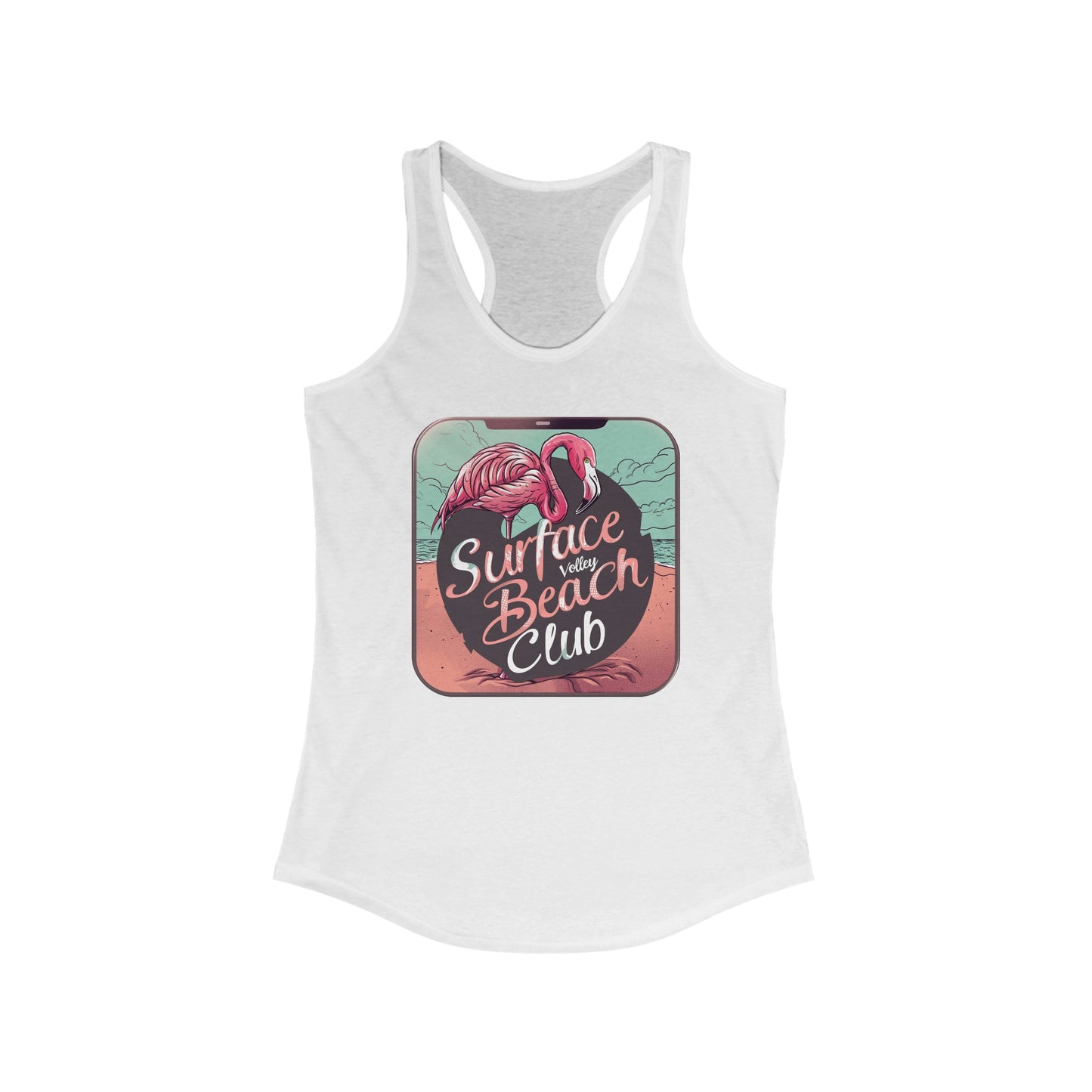 Flamingo Icon Surface Beach Volleball Racerback Tank