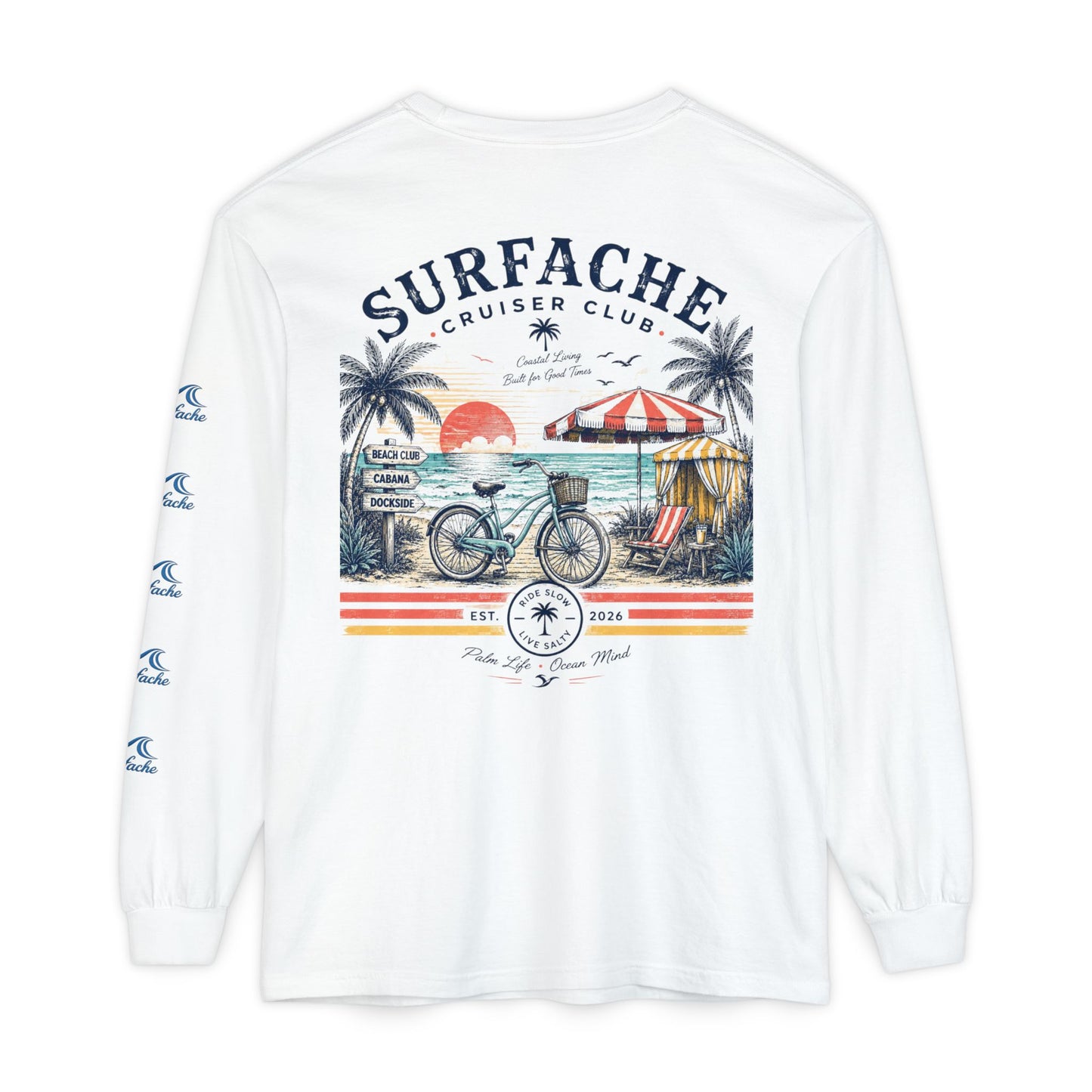 Surfache Cruiser Club Long Sleeve T-Shirt — Bike & Beach Graphic