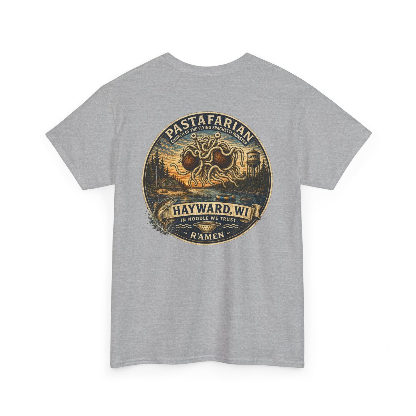 Whiplash Pastafarian T-Shirt — Vintage Hayward, WI Ramen Graphic Tee