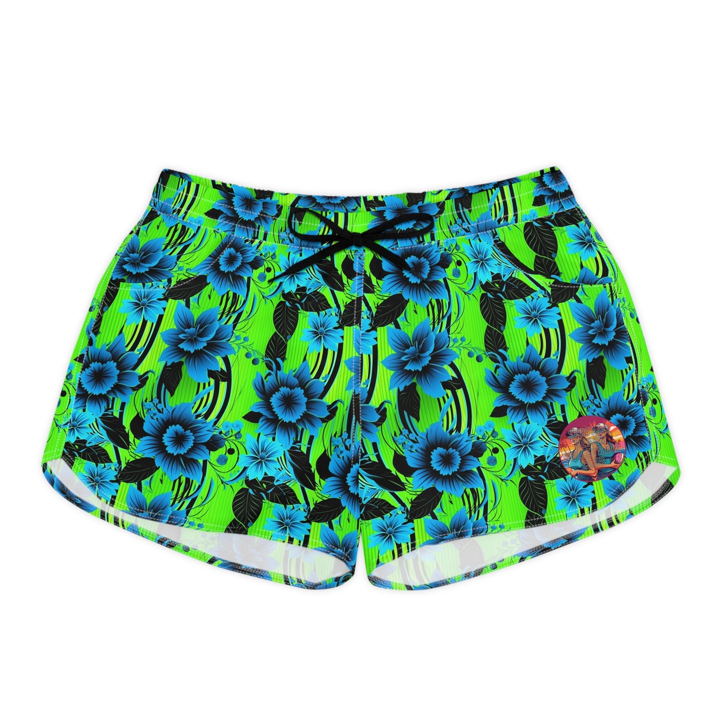 Surface Beach Volleyball Club Floral Striped Logo Cover Up Women's Casual Shorts (AOP)