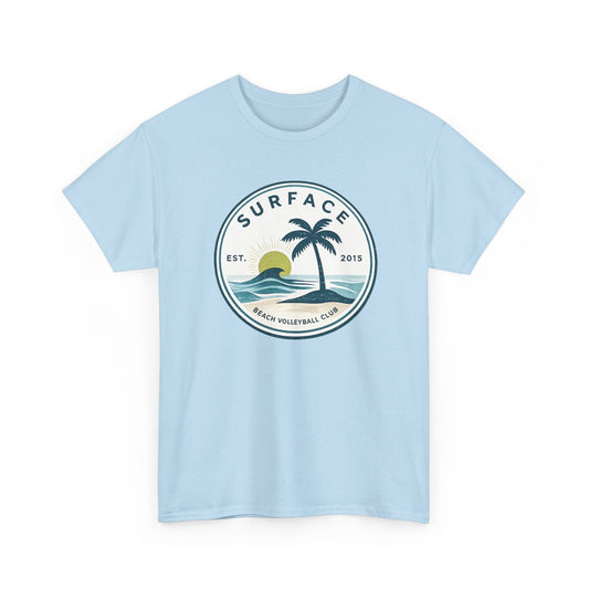 Surf Vibes Palm Tree Tee — "Surface" Beach Club Graphic T-Shirt