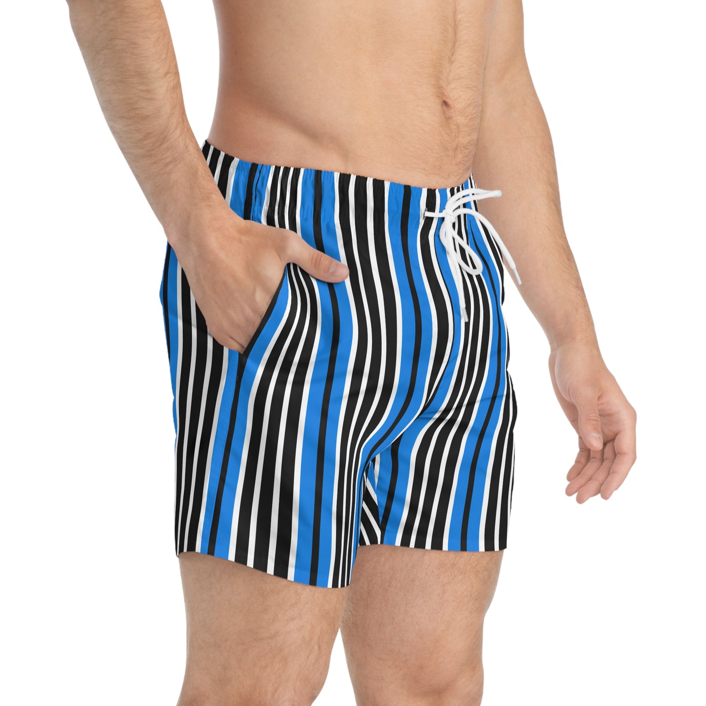 M1 Volleyball Club Striped Modern Swim Trunks