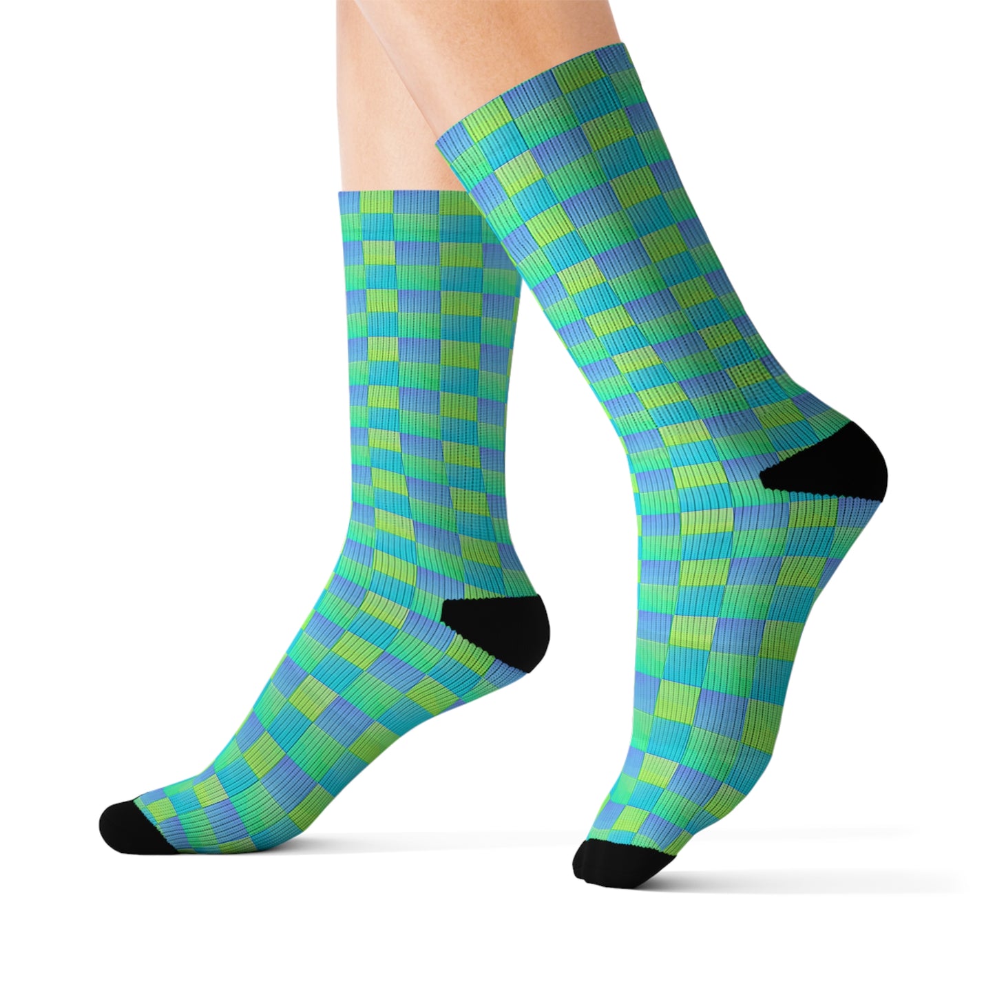 Moda Urbano Checkerboard Breathe-able Moisture Wicking Performance Printed Fashion Sublimation Socks